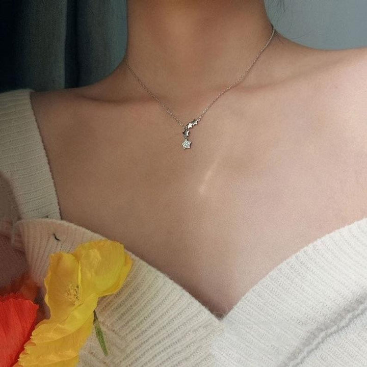 Sterling Silver Dainty Tassel Star Necklace.