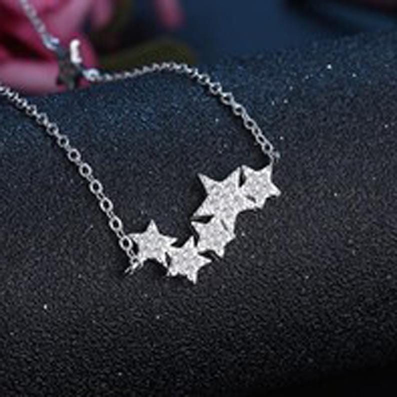 Sterling Silver Cubic Zirconia Star Necklace.