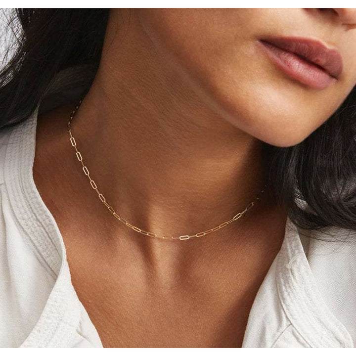 Dainty Stainless Steel Paperclip Necklace.