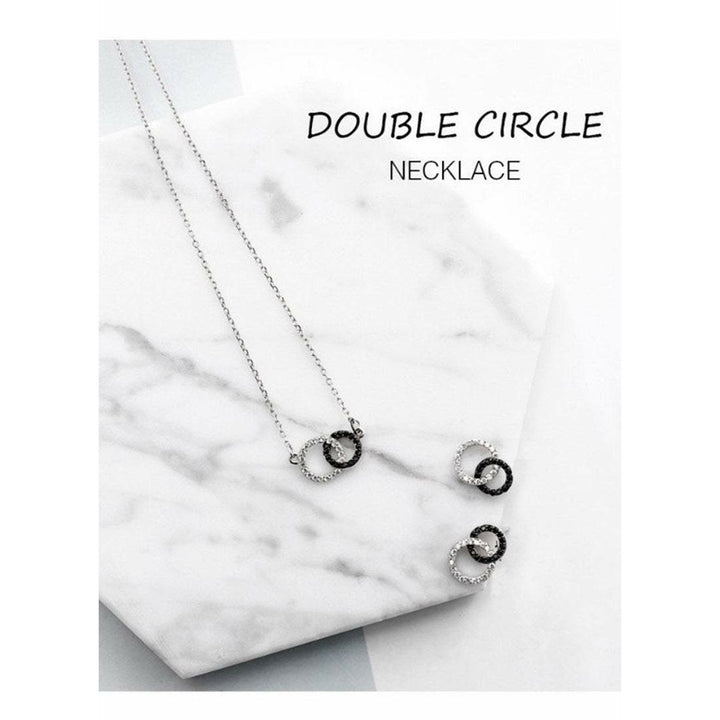 Sterling Silver Double Circle Necklace.