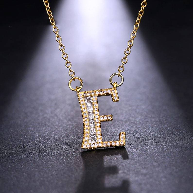Cubic Zirconia Initial Necklace.