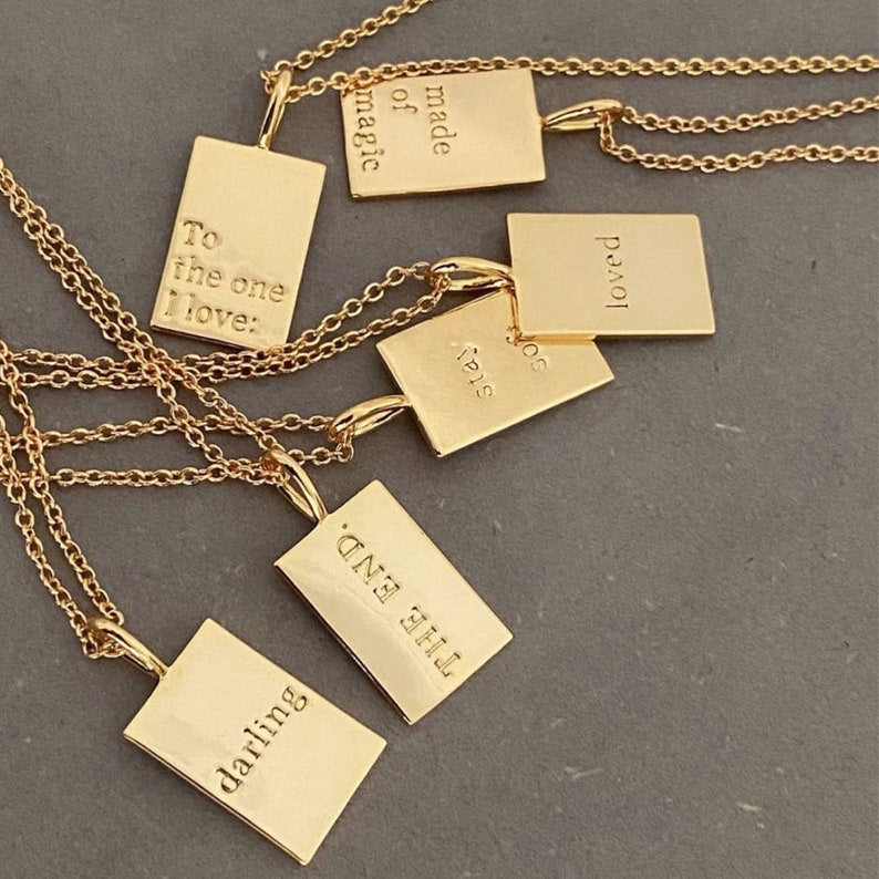 Gold Inspirational Rectangle Necklace.
