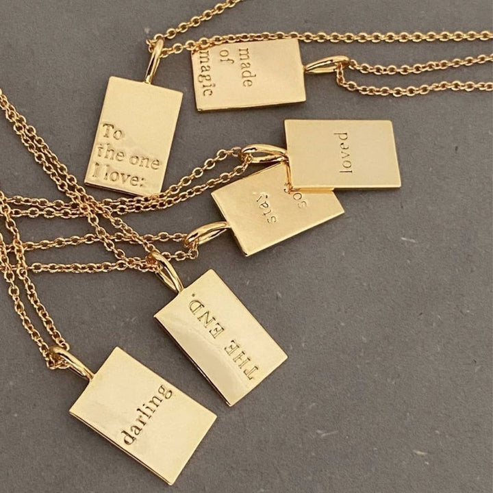 Gold Inspirational Rectangle Necklace.