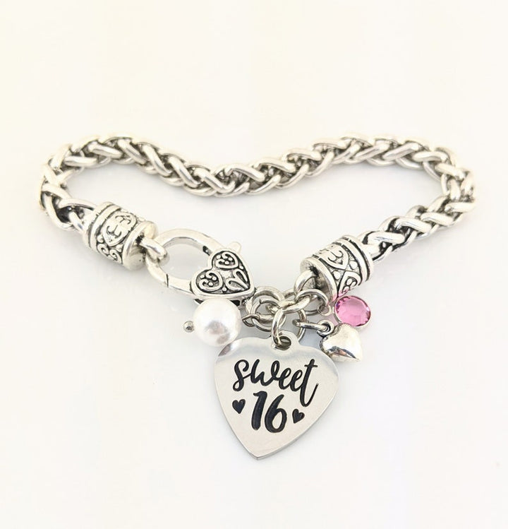 Sweet 16 Antique Silver Bracelet.