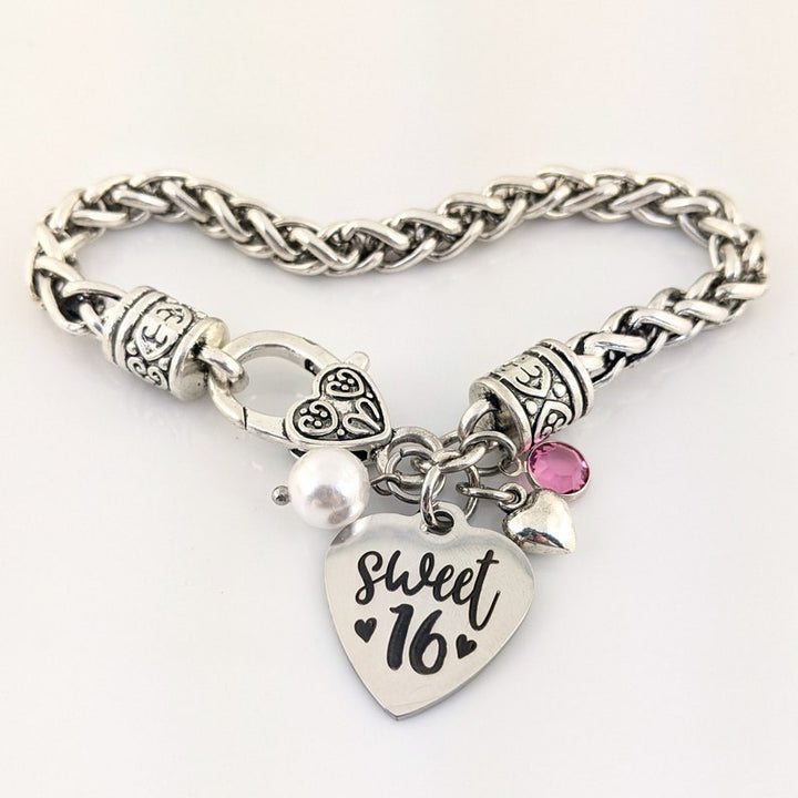 Sweet 16 Antique Silver Bracelet.