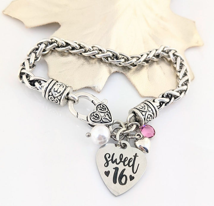 Sweet 16 Antique Silver Bracelet.