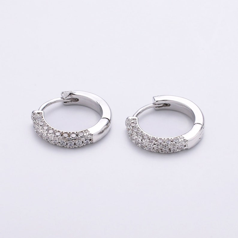 Huggie Hoop Earrings with CZ.