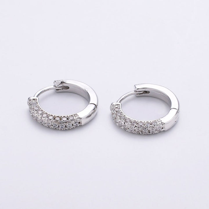 Huggie Hoop Earrings with CZ.