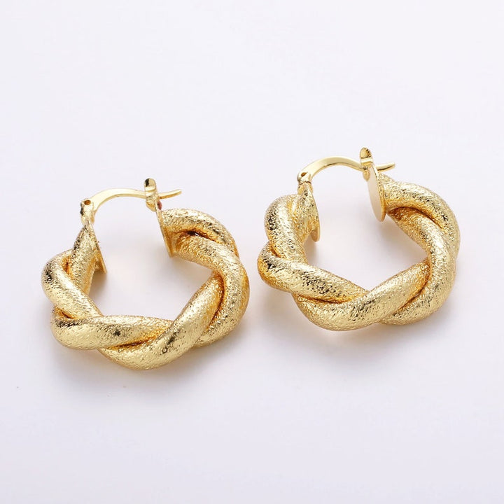 Chunky Frosted Twisted Hoop Earrings.