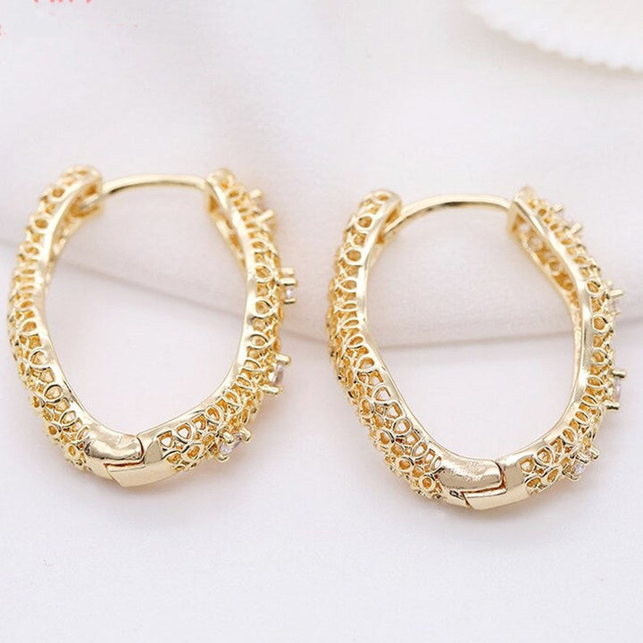 Crystal Oval Hoop Earrings.