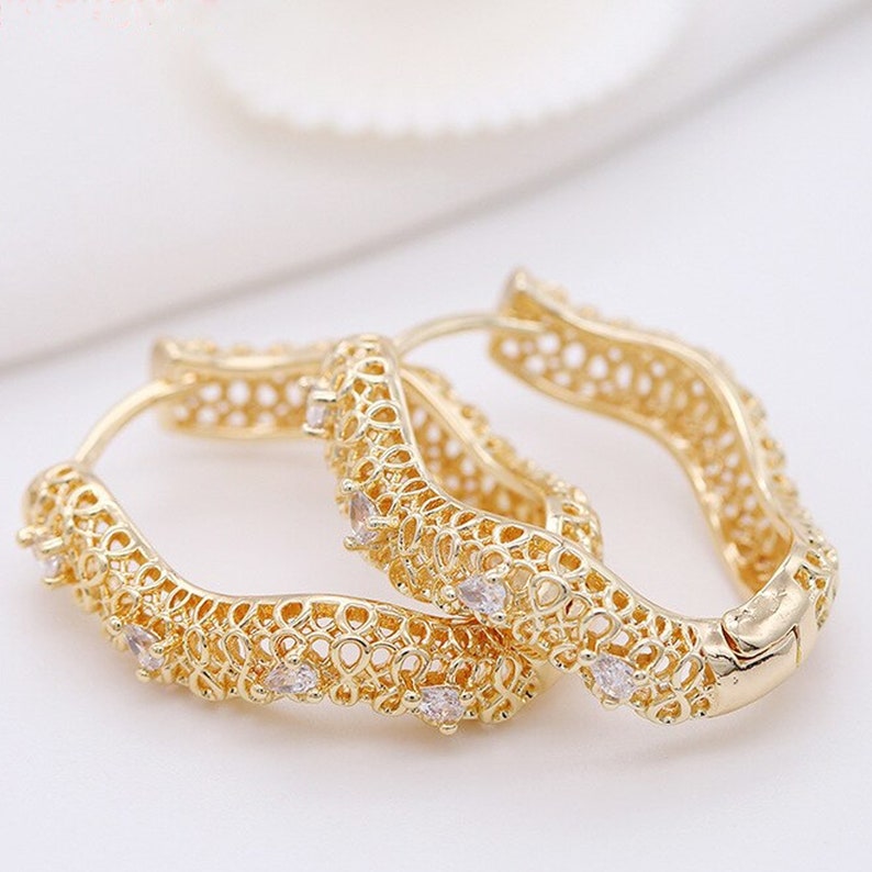 Crystal Oval Hoop Earrings.