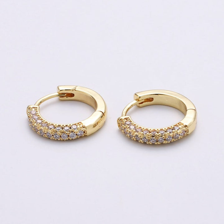 Huggie Hoop Earrings with CZ.