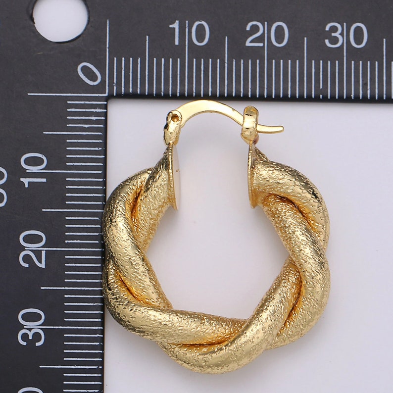 Chunky Frosted Twisted Hoop Earrings.