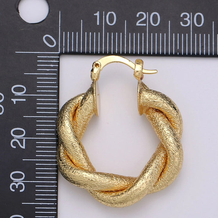 Chunky Frosted Twisted Hoop Earrings.