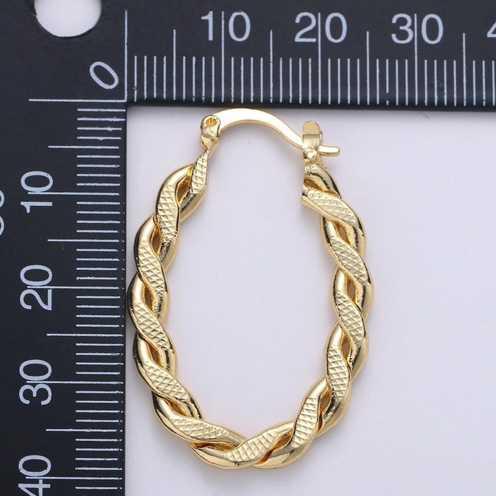 Gold Oval Twisted Hoop Earrings - 14kt Gold Filled.