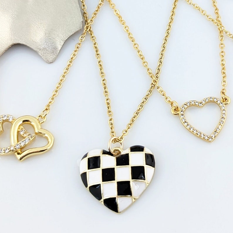 Checkered Heart Necklace.