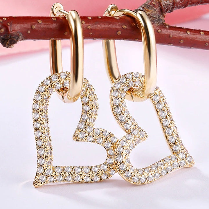 Cubic Zirconia Open Heart Earrings.