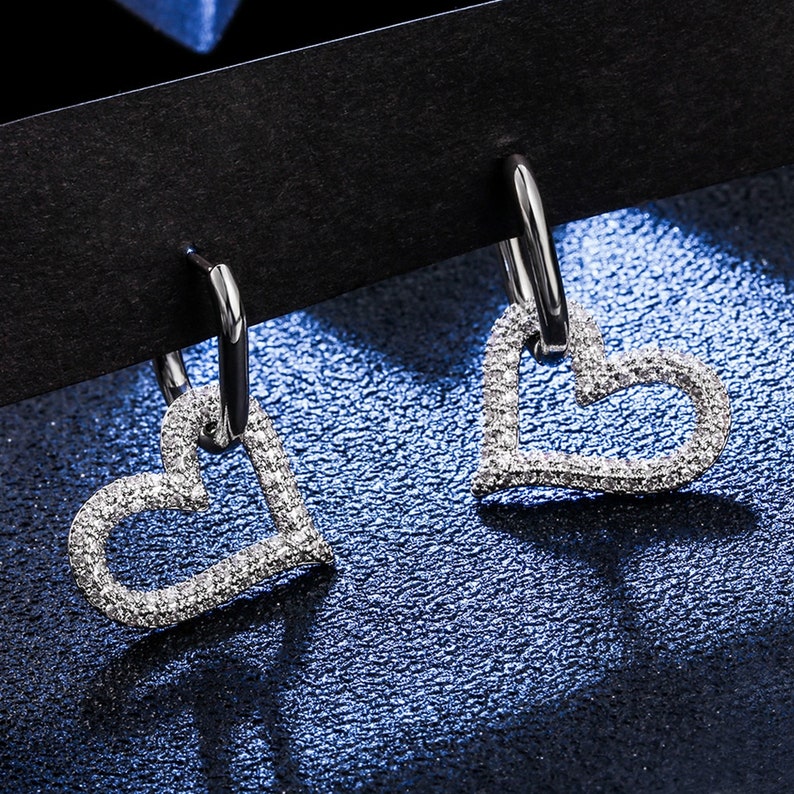 Cubic Zirconia Open Heart Earrings.