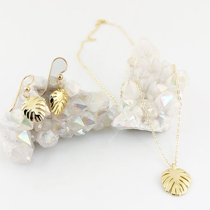 Dainty Gold Leaf Earrings.