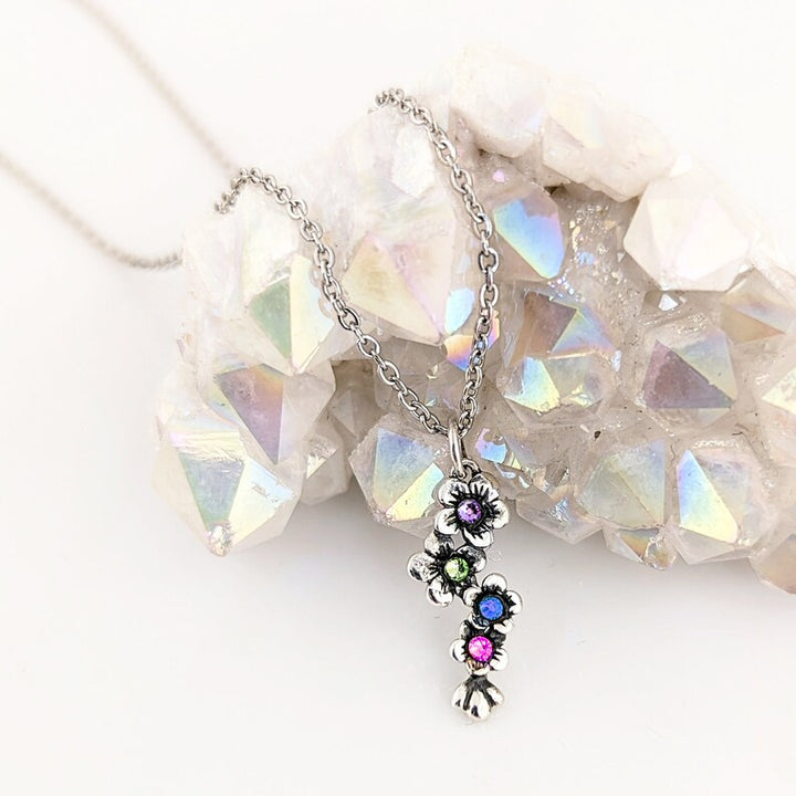 Cherry Blossom Necklace with birthstones.