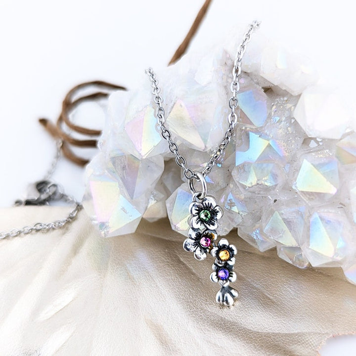 Cherry Blossom Necklace with birthstones.