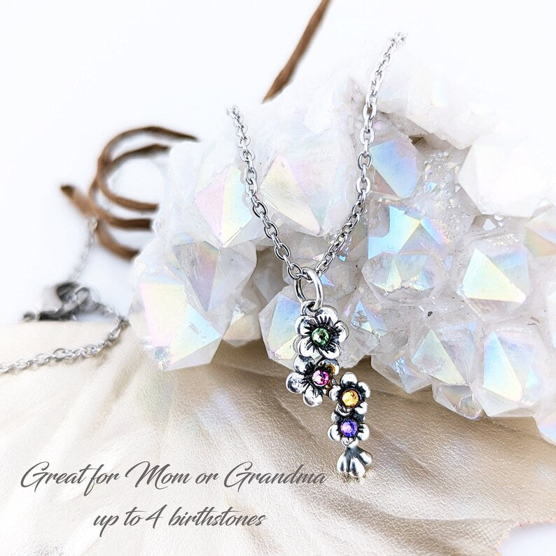Cherry Blossom Necklace with birthstones.