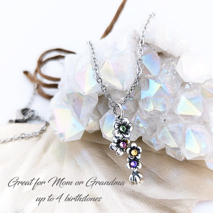 Cherry Blossom Necklace with birthstones.