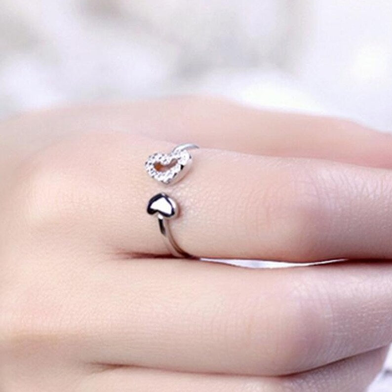 Sterling Silver Double Heart Ring