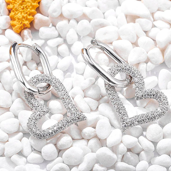 Cubic Zirconia Open Heart Earrings.