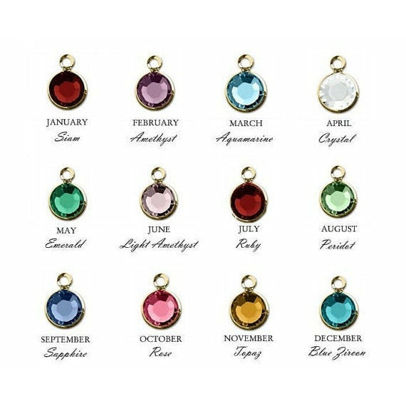 Add a Bezel Birthstone to Necklace, Bracelet or Keychain.