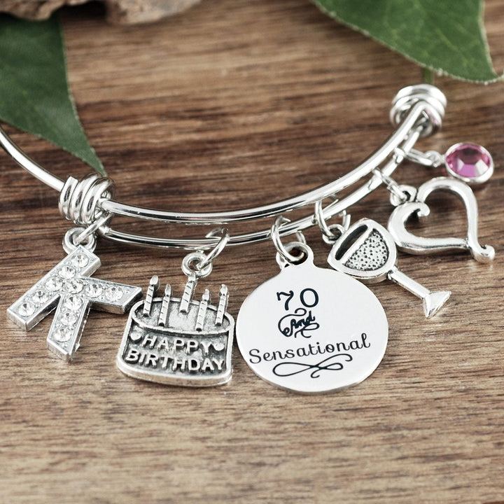 70th Birthday Bracelet - Antique Silver Bracelet.