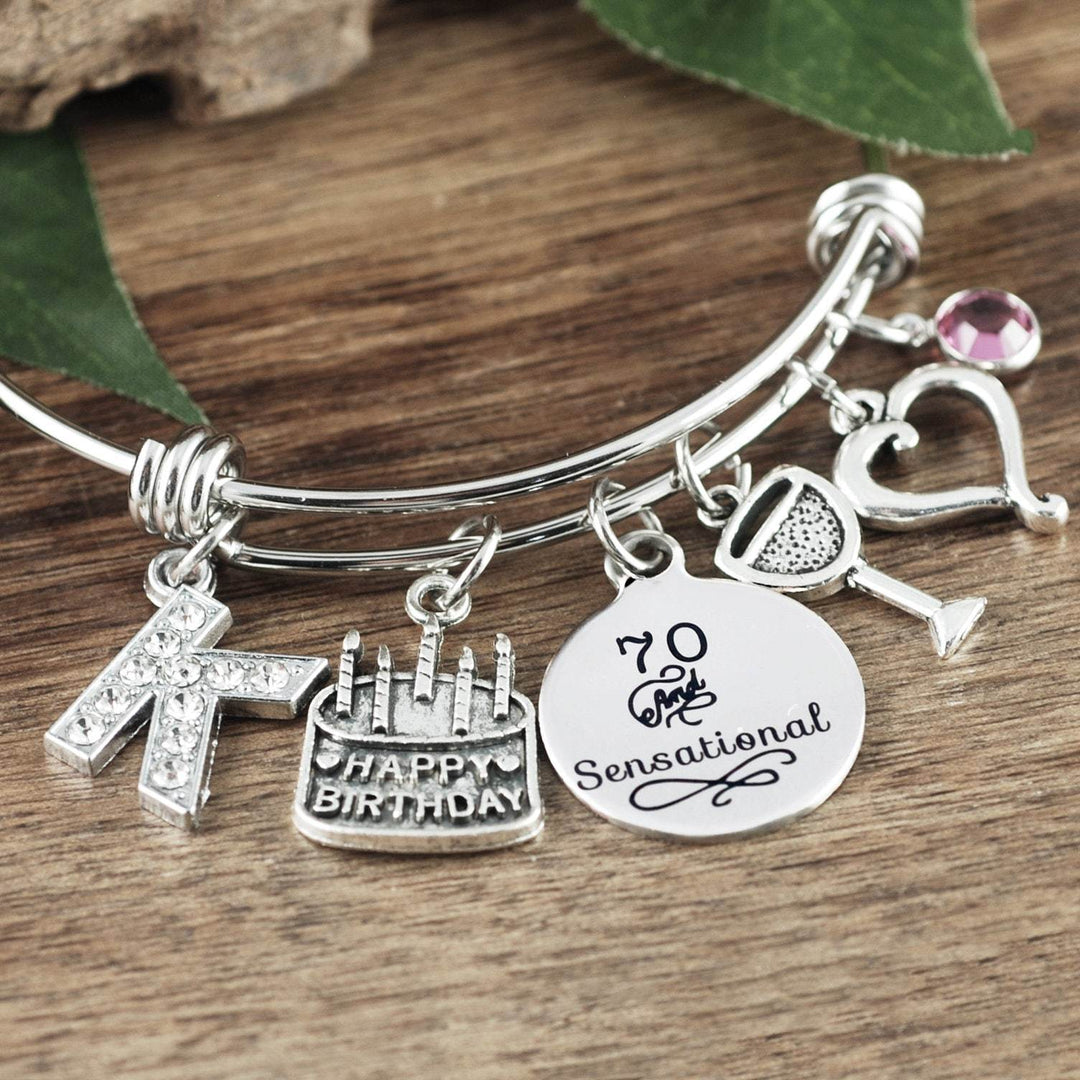 70th Birthday Bracelet - Antique Silver Bracelet.