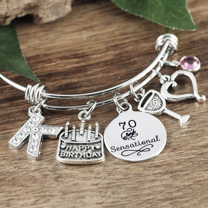 70th Birthday Bracelet - Antique Silver Bracelet.