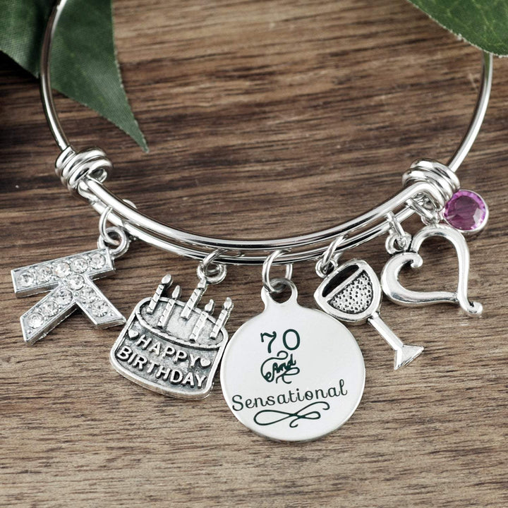 70th Birthday Bracelet - Antique Silver Bracelet.