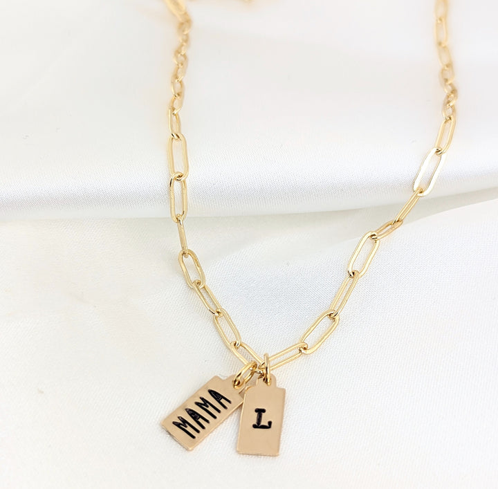 Paperclip Dainty Initial Tag Necklace