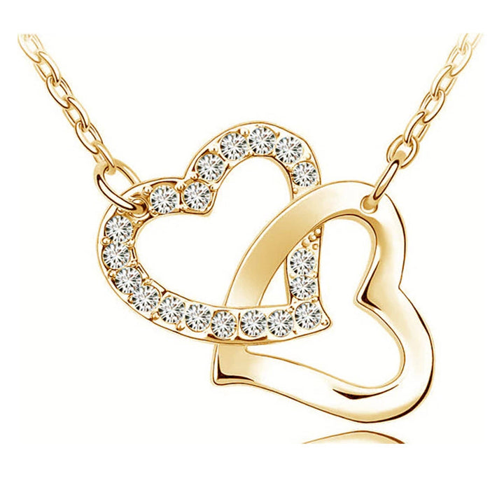 Interlocking Hearts Necklace with CZ.