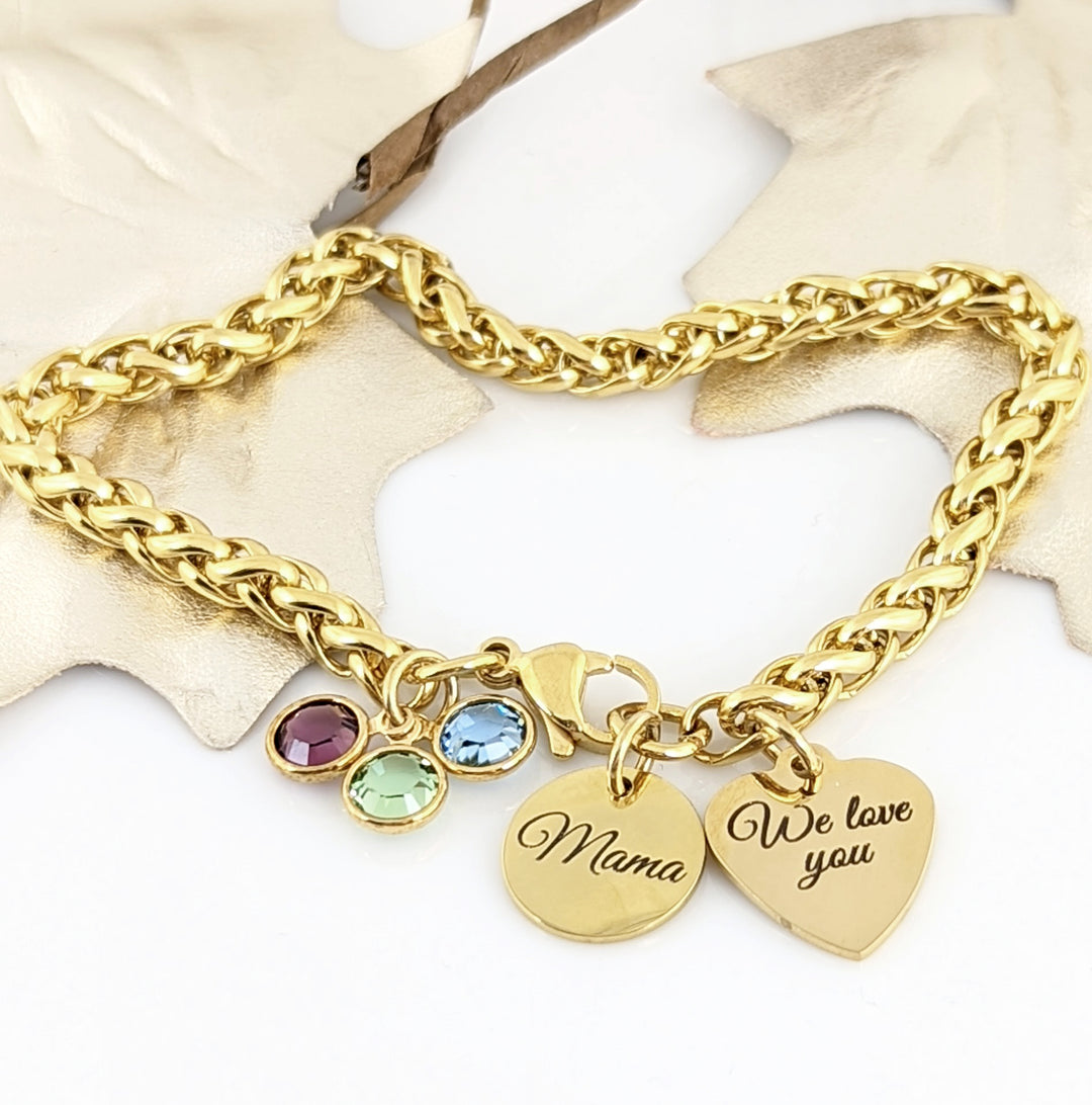I love you Mom-  Birthstone Bracelet.