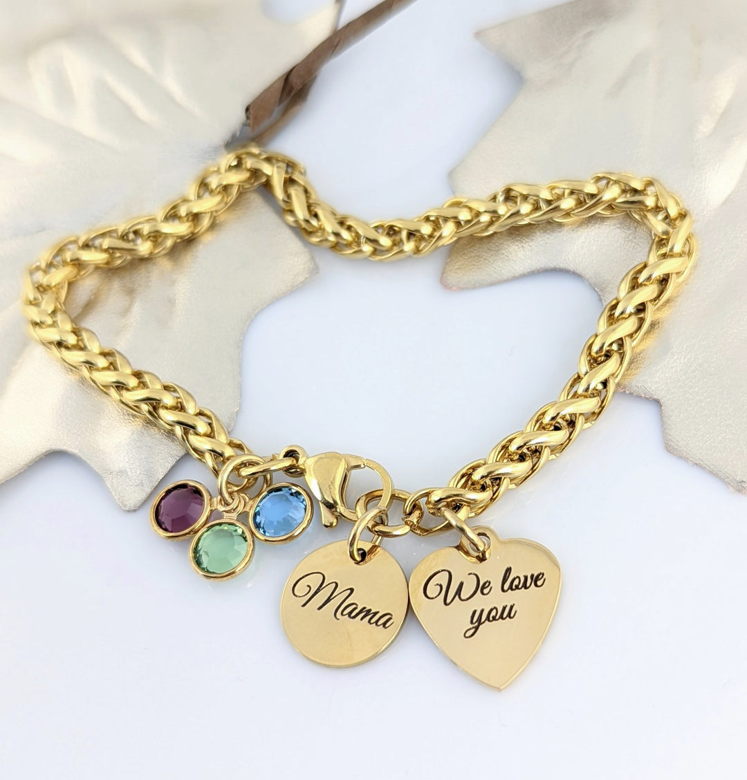 I love you Mom-  Birthstone Bracelet.