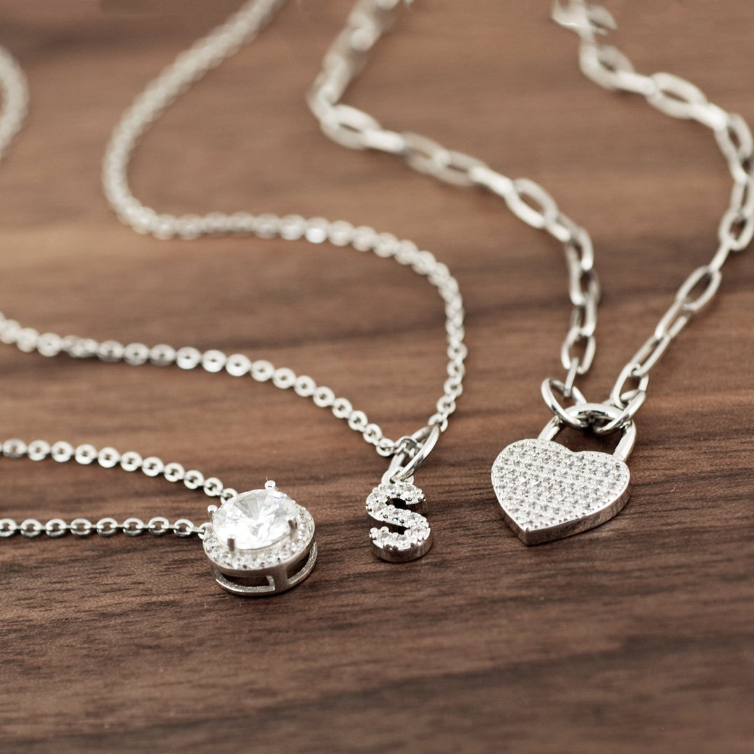Sterling Silver Solitaire Necklace.