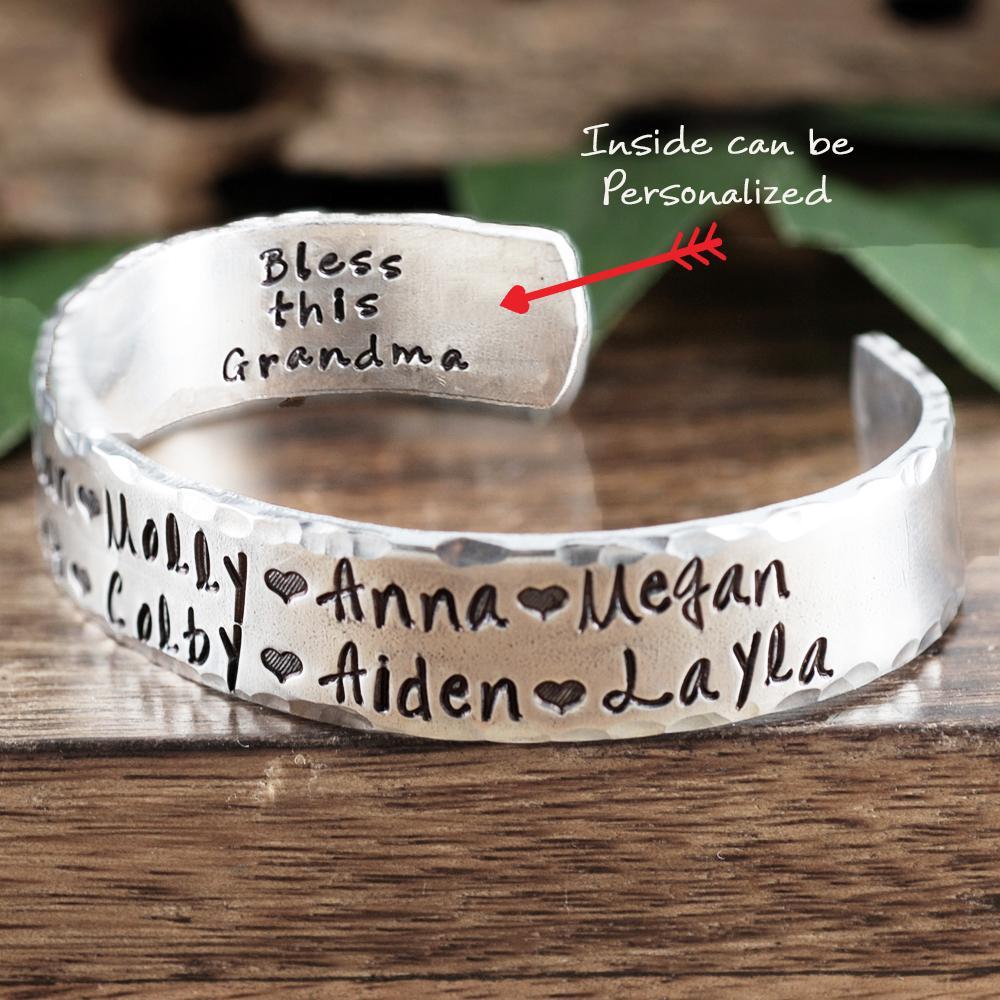 Personalized Wide Cuff Bracelet for Mom/Grandma.