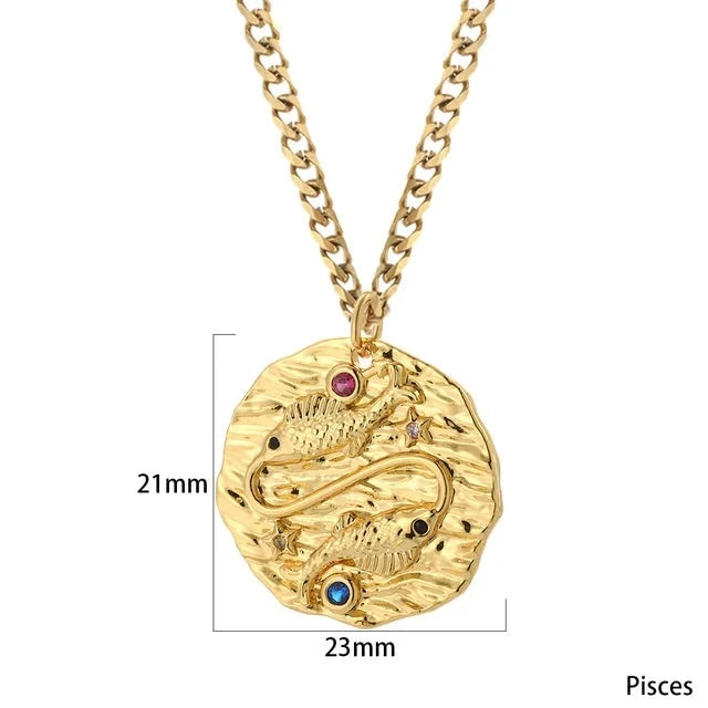 Zodiac Vintage Coin Necklace (12 Constellations)