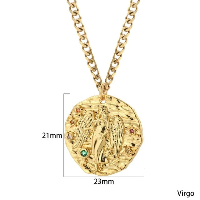 Zodiac Vintage Coin Necklace (12 Constellations)
