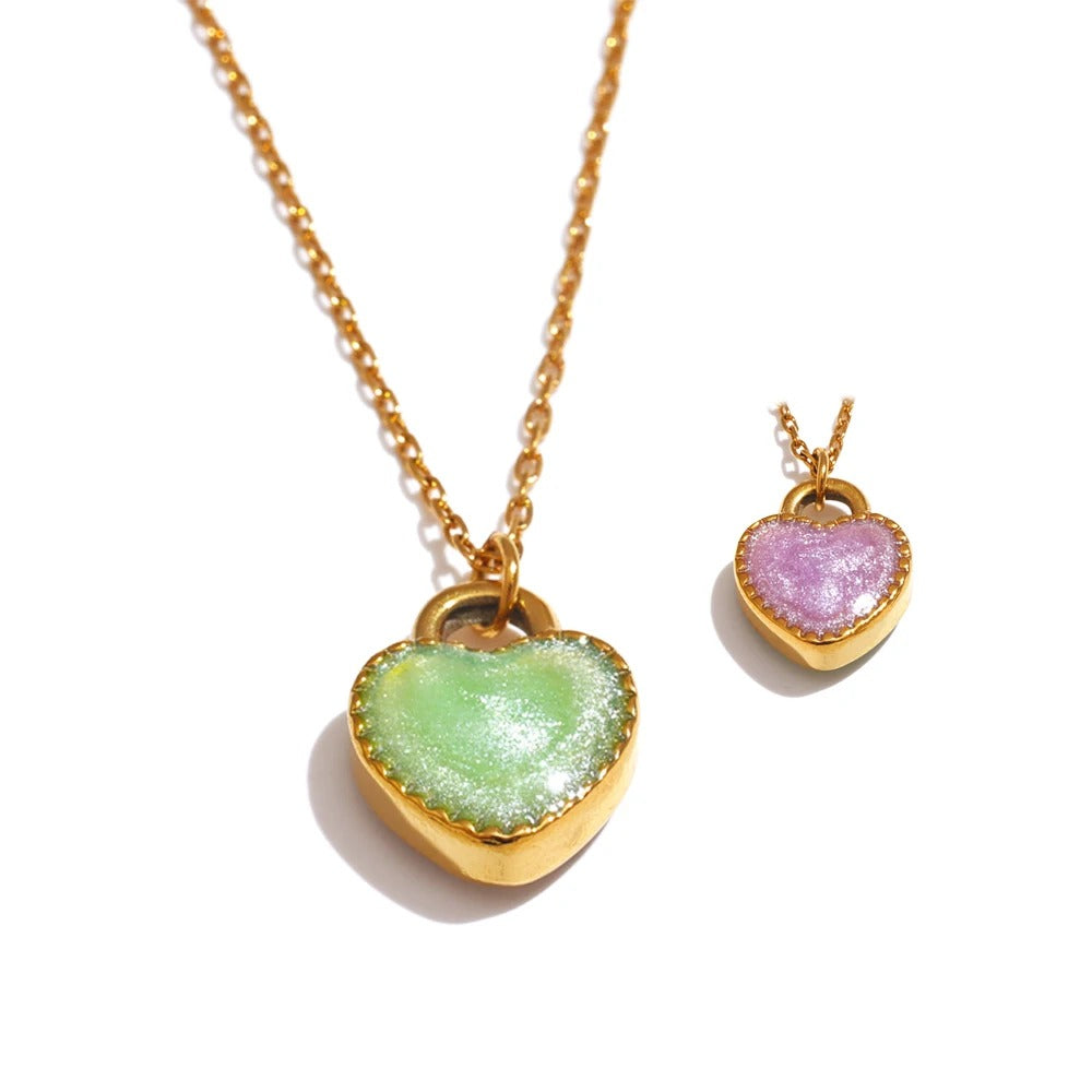 Pixie Necklace (Double-Sided Enamel Heart)