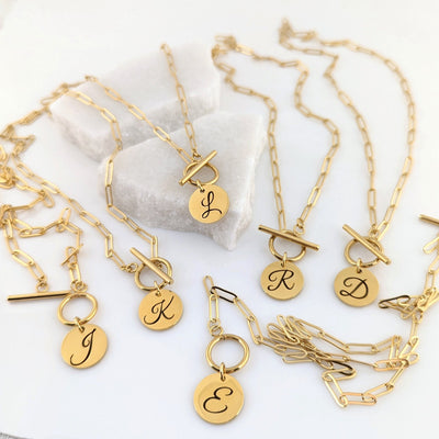Paperclip Chain Necklace with Initial