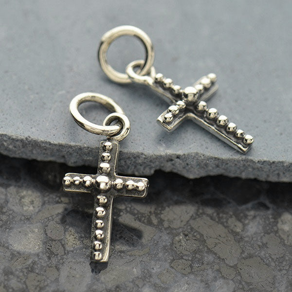 Sterling Silver Textured Cross Charm