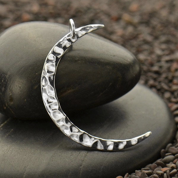 Hammered Crescent Moon Charm