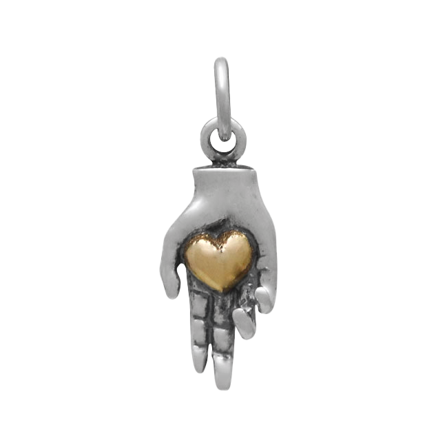 Sterling Silver Hands Holding Heart Charm