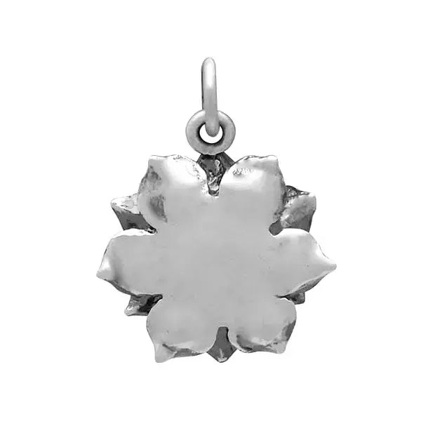 Sterling Silver Lotus Heart Charm Silver
