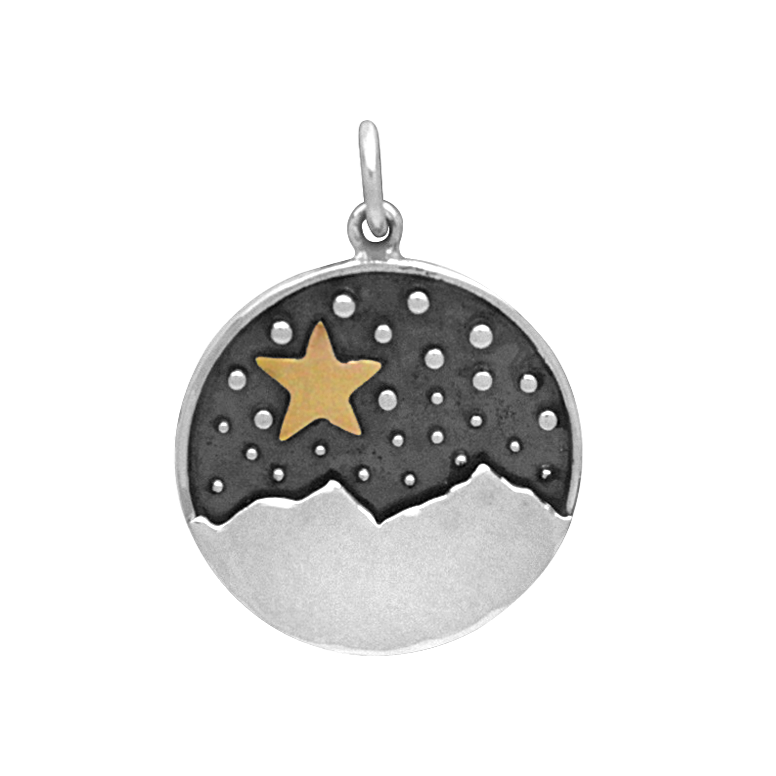 Sterling Silver Mountain Star Charm