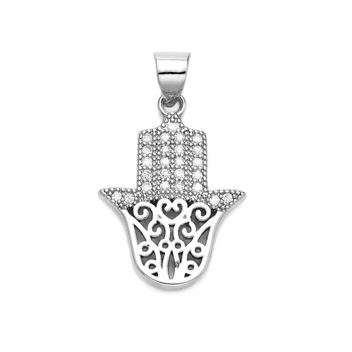 Dainty Hamsa Micro Pave Charm Necklace